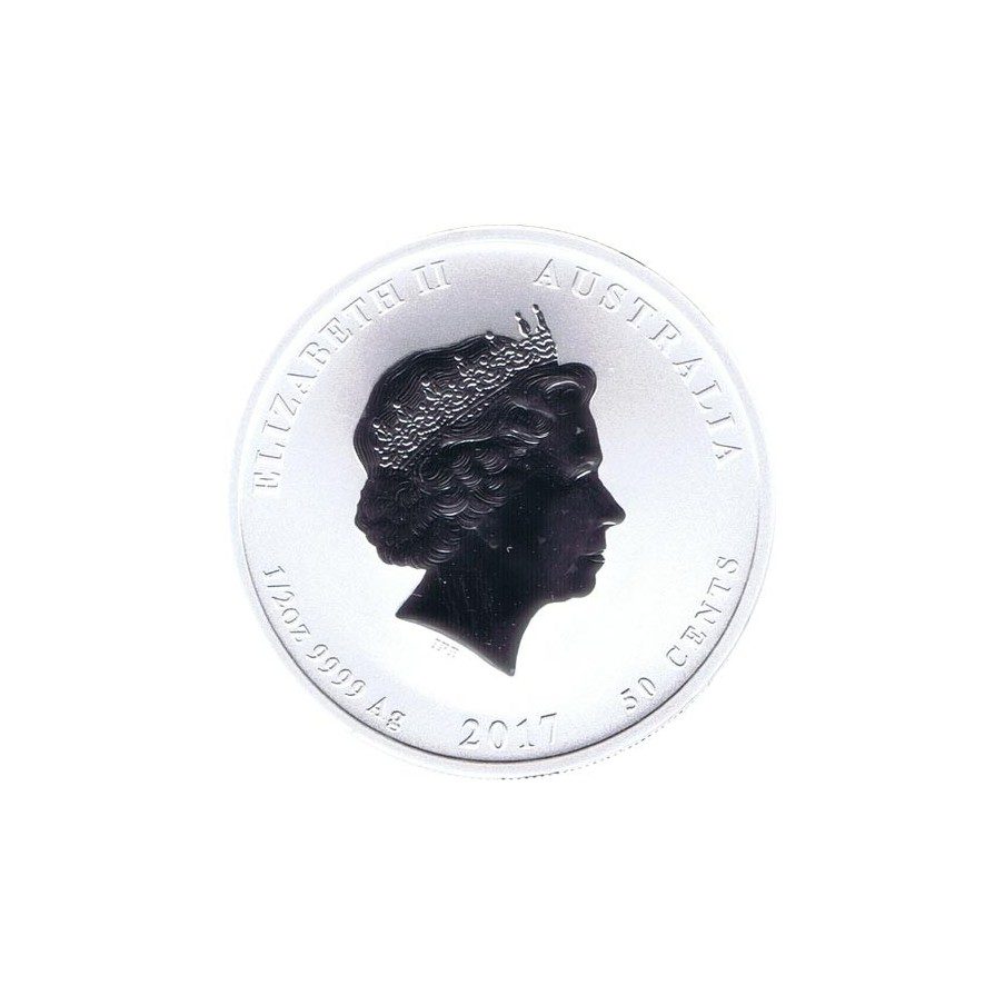 Moneda media onza de plata 50 cents. Australia Lunar 2017 Gallo