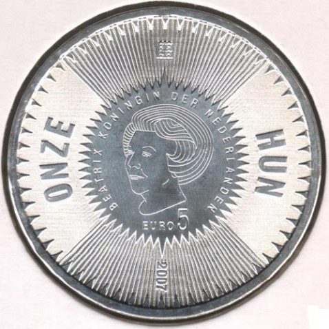 Holanda 5 euros 2007 400 Años Michiel de Ruyter. Coincard.