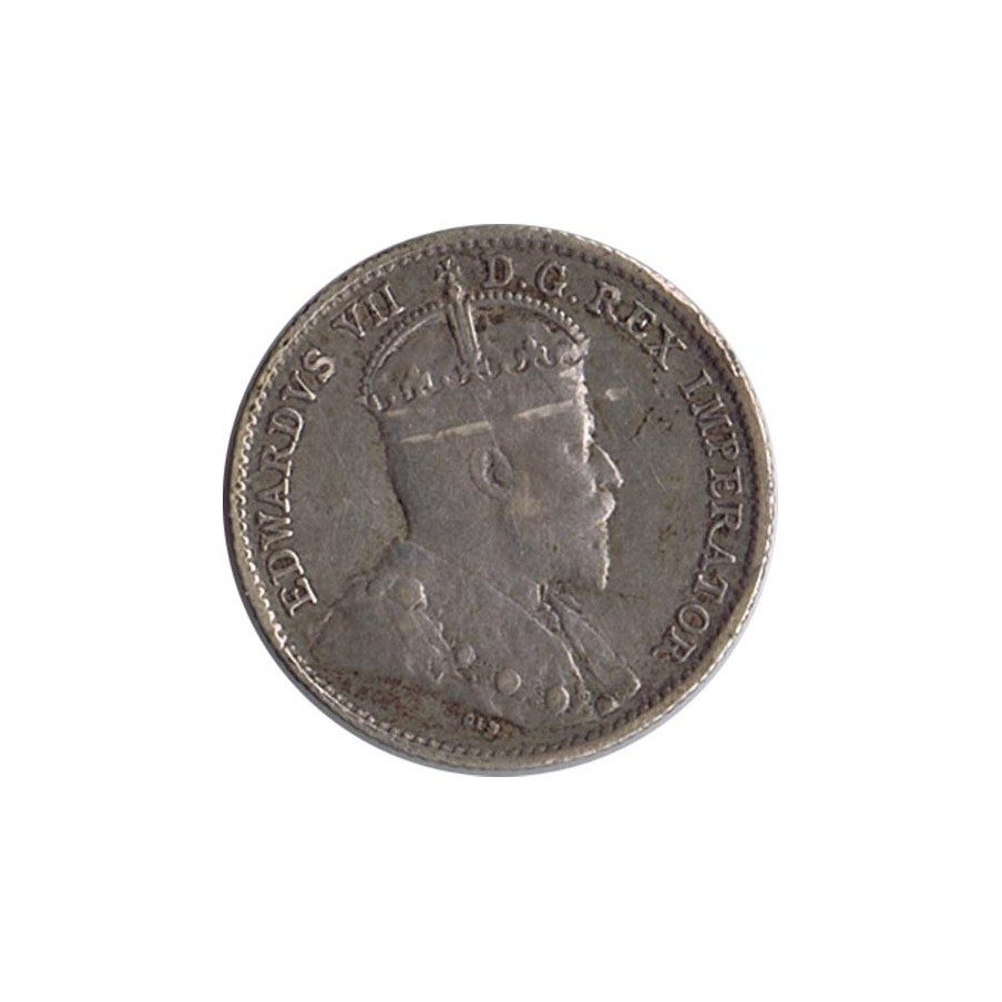 Moneda de plata 5 Cents Canada 1910 Eduardo VII.