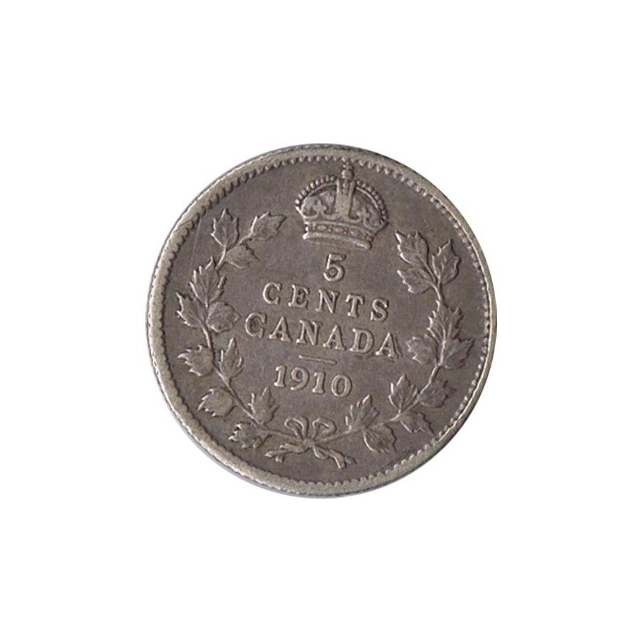 Moneda de plata 5 Cents Canada 1910 Eduardo VII.