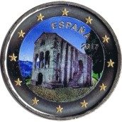 moneda conmemorativa 2 euros España 2017 Naranco color