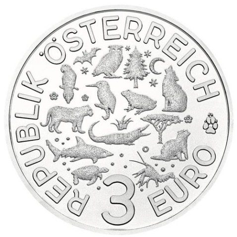 moneda Austria 3 Euros 2017 Tigre color Tiger Tier-Taler.