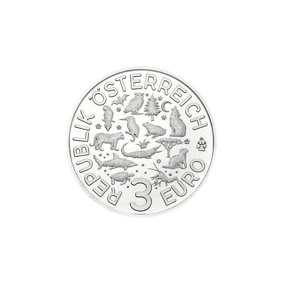 moneda Austria 3 Euros 2017 Tigre color Tiger Tier-Taler.