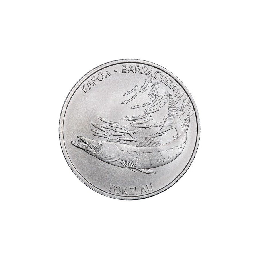 Moneda onza de plata 5$ Tokelau. Barracuda 2017.