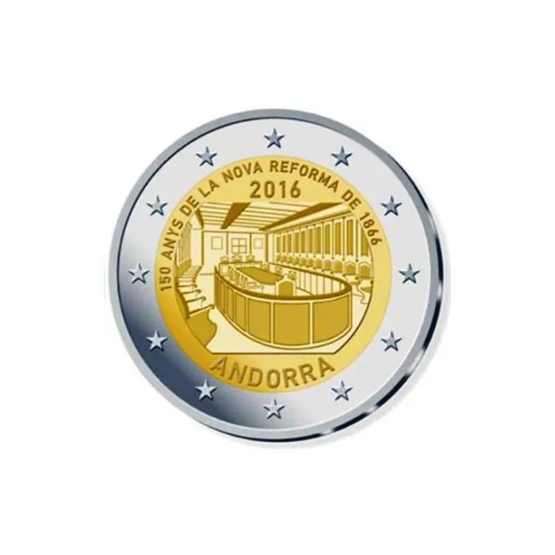 moneda conmemorativa 2 euros Andorra 2016 Reforma 1866. BU.