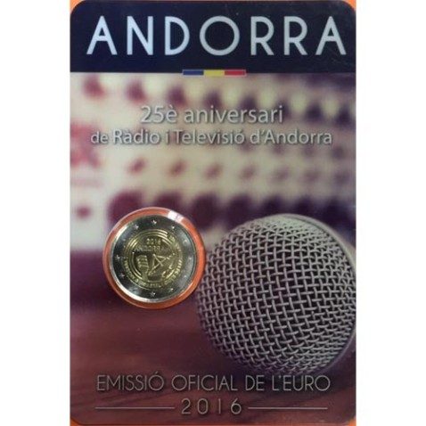 moneda conmemorativa 2 euros Andorra 2016 Radio y Televisión. BU