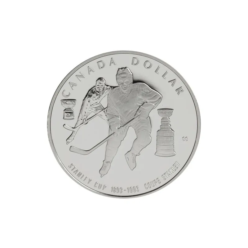 Moneda de plata 1 Dollar Canada 1993 Hockey. Proof.
