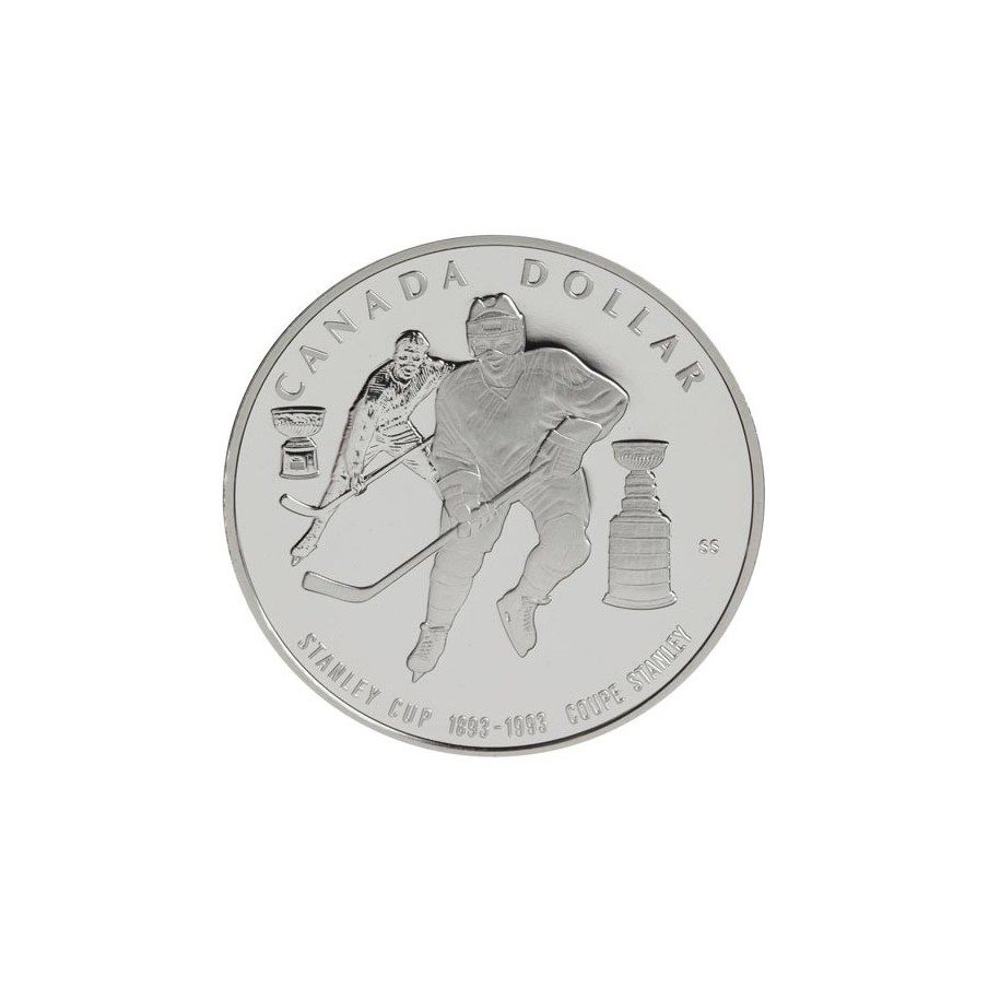 Moneda de plata 1 Dollar Canada 1993 Hockey. Proof.