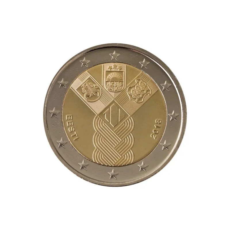 moneda conmemorativa 2 euros Estonia 2018 Conjunta Bálticos.