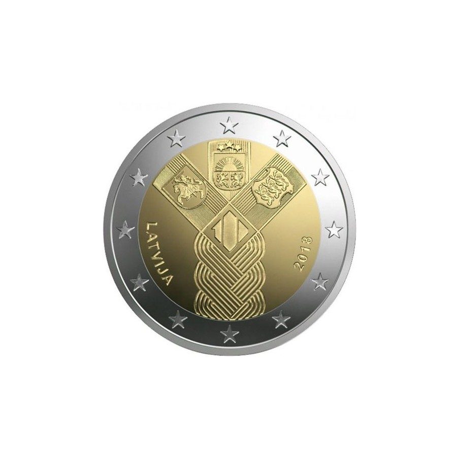 moneda conmemorativa 2 euros Letonia 2018 Conjunta Bálticos.
