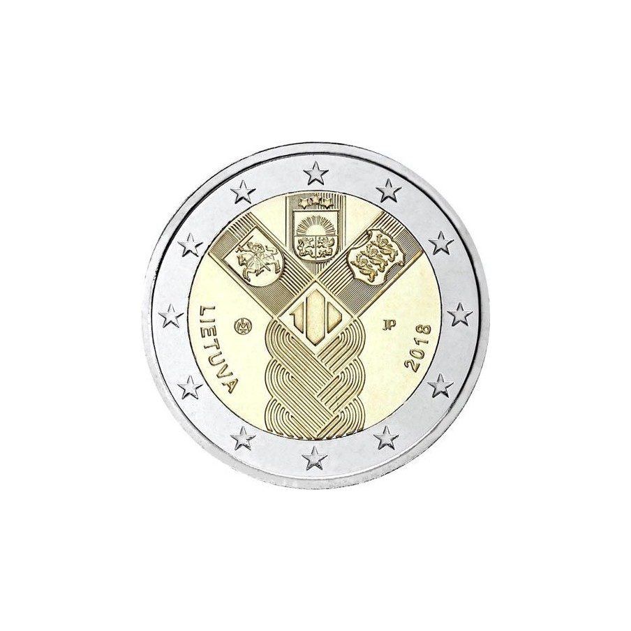 moneda conmemorativa 2 euros Lituania 2018 Conjunta Bálticos.