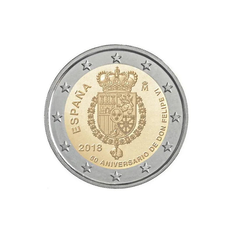 moneda conmemorativa 2 euros España 2018 50 años Felipe VI