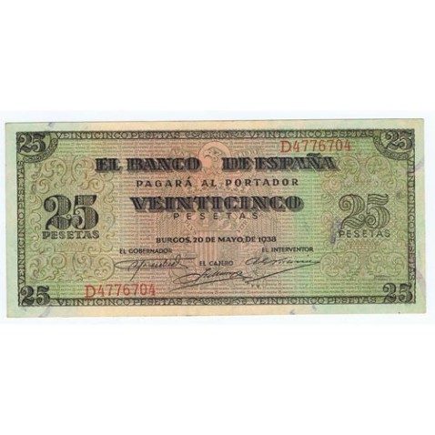 (1938/05/20) Burgos. 25 Pesetas. EBC+. Serie D4776704