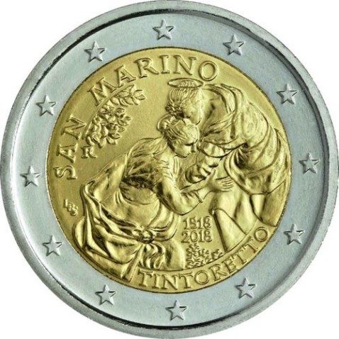 moneda conmemorativa 2 euros San Marino 2018 Tintoretto