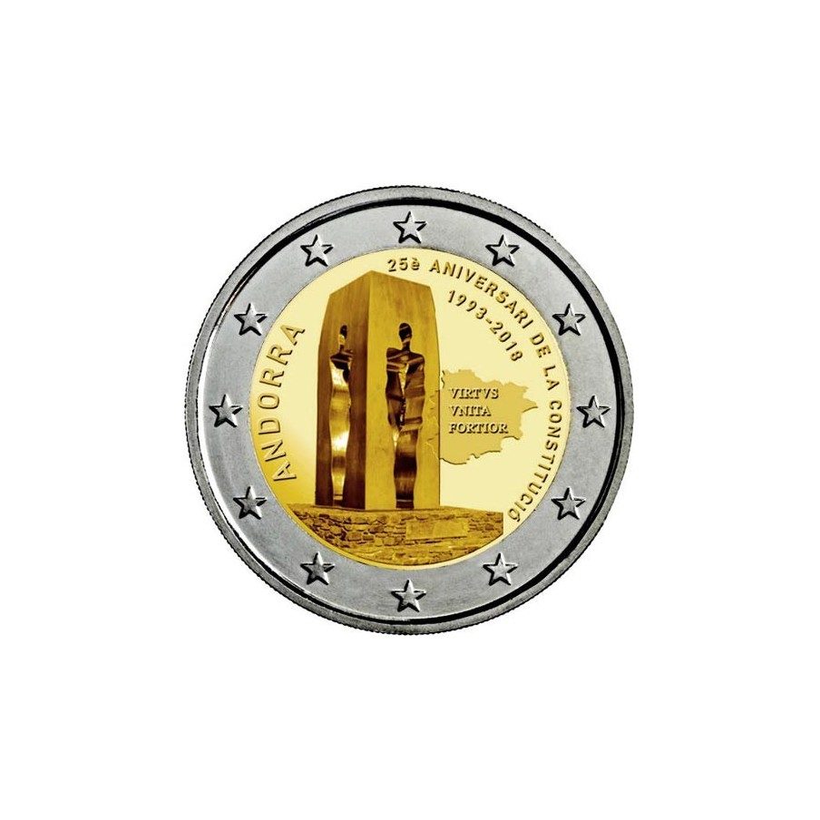 moneda conmemorativa 2 euros Andorra 2018 Constitución. BU.