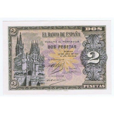(1938/04/30) Burgos. 2 Pesetas. SC. Serie F6966976