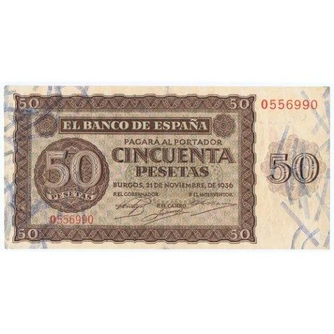 (1936/11/21) Burgos. 50 Pesetas. MBC. Serie O556990