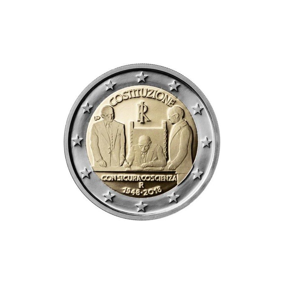 moneda conmemorativa 2 euros Italia 2018 Constitución