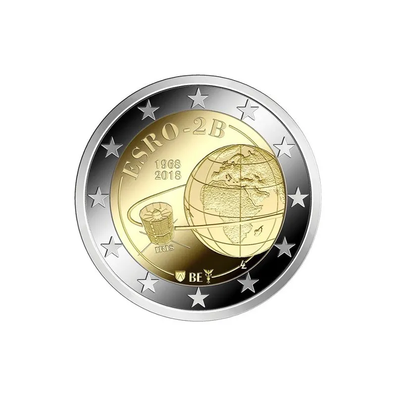 moneda conmemorativa 2 euros Belgica 2018 Satelite ESRO 2B.
