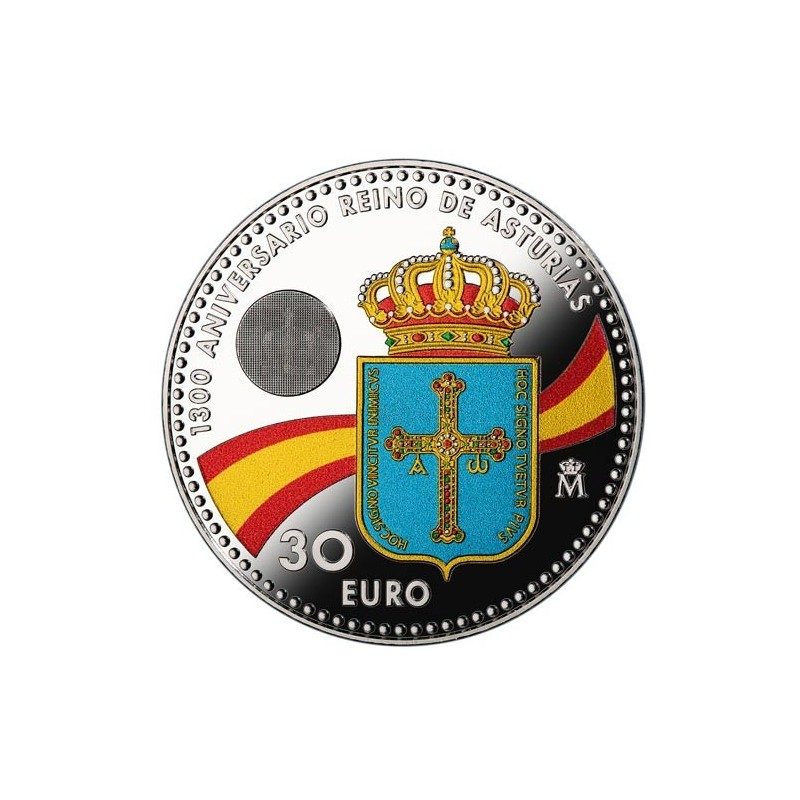 Moneda conmemorativa 30 Euros 2018 Reino de Asturias color.