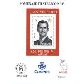 Homenaje filatélico 2018 nº13 50 Aniversario Felipe VI.