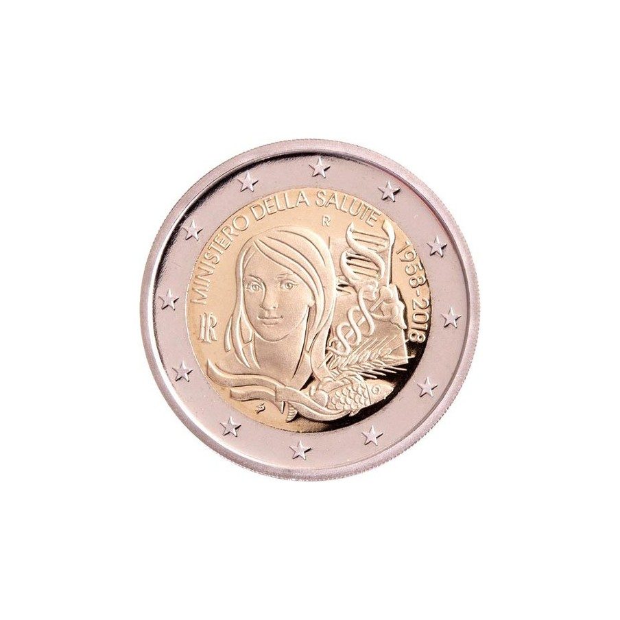 moneda conmemorativa 2 euros Italia 2018 Ministerio Salud
