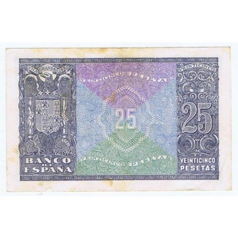 (1940/01/09) Madrid. 25 Pesetas. EBC- Serie D3014094 Manchas