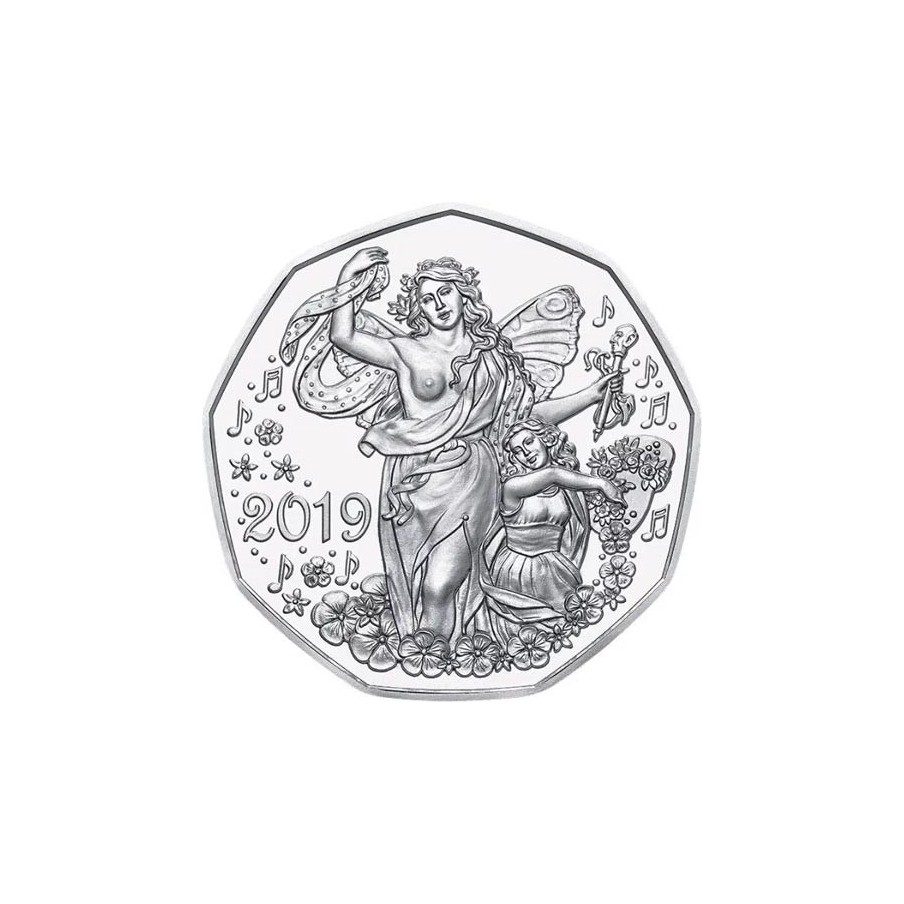 moneda Austria 5 Euros 2019 150 años Ópera de Viena. Plata.