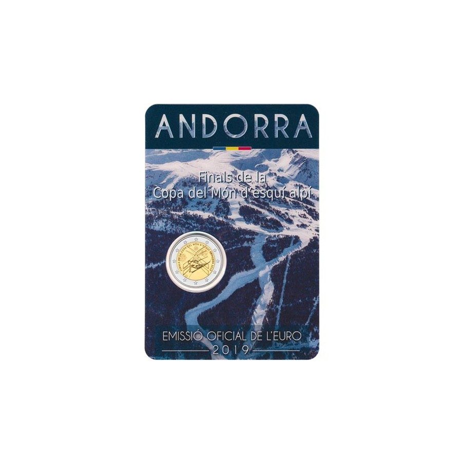 moneda conmemorativa 2 euros Andorra 2019 Esquí. BU.