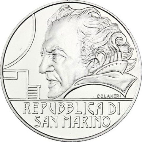 San Marino 5 Euros 2013 Federico Fellini. Plata