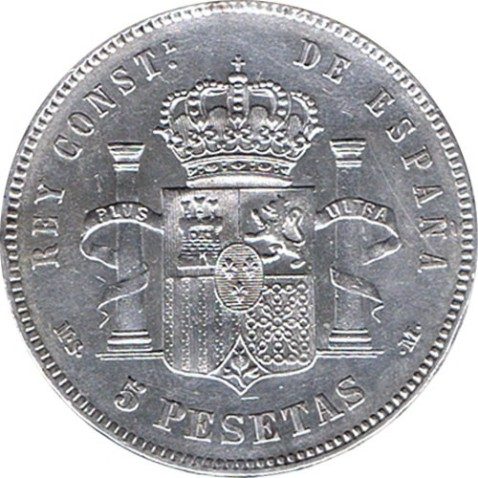 5 Pesetas Plata 1885 *87 Alfonso XII MS M. EBC