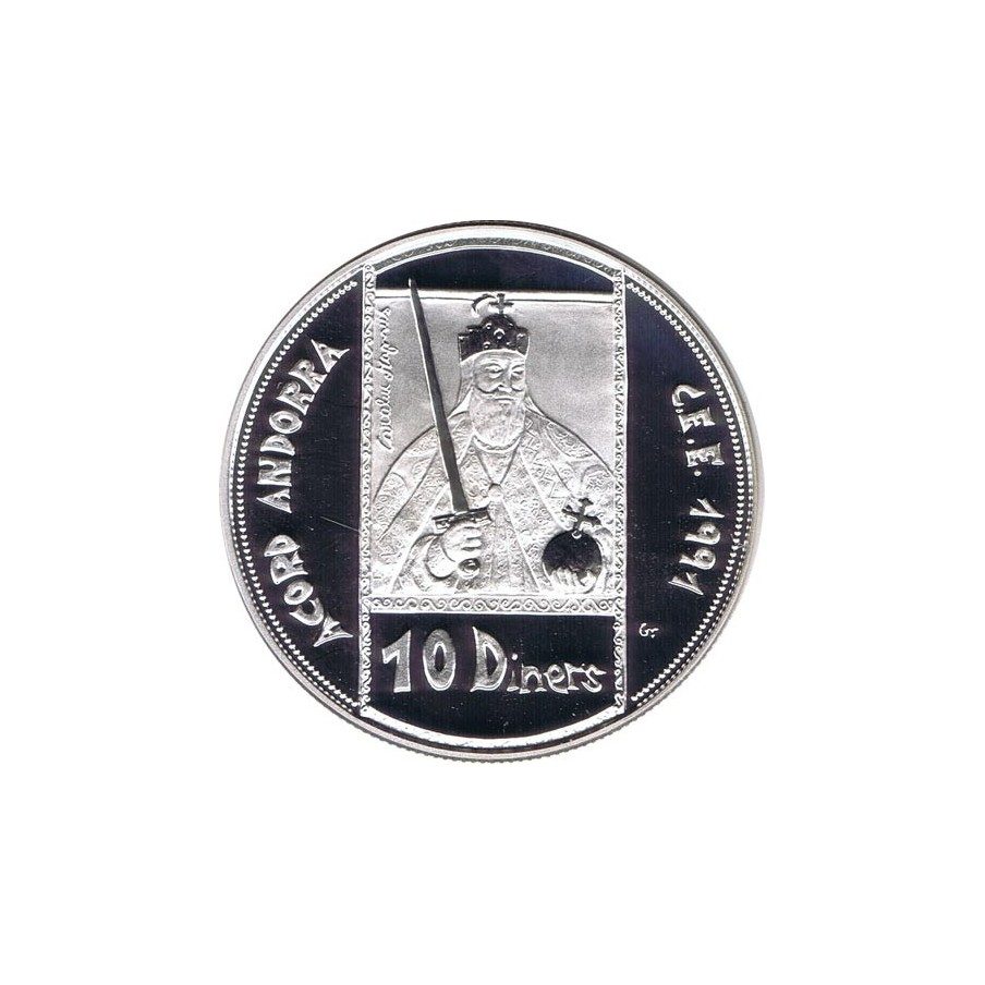 Moneda de Plata 10 Diners Andorra 1992. Estuche.