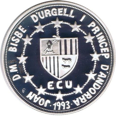 Moneda de Plata 10 Diners Andorra 1993. Estuche