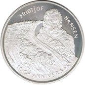 Moneda de plata 20 Ecu Noruega 1993. Barco