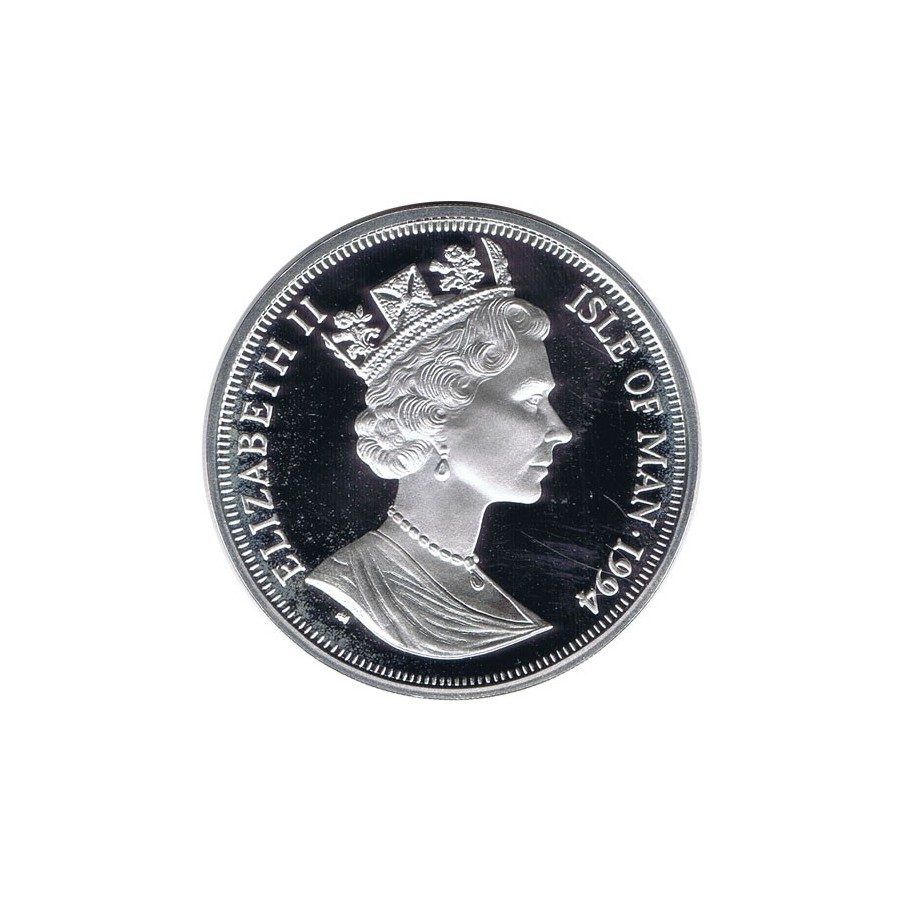 Moneda de plata 25 ecus Isla de Man 1994. Estuche