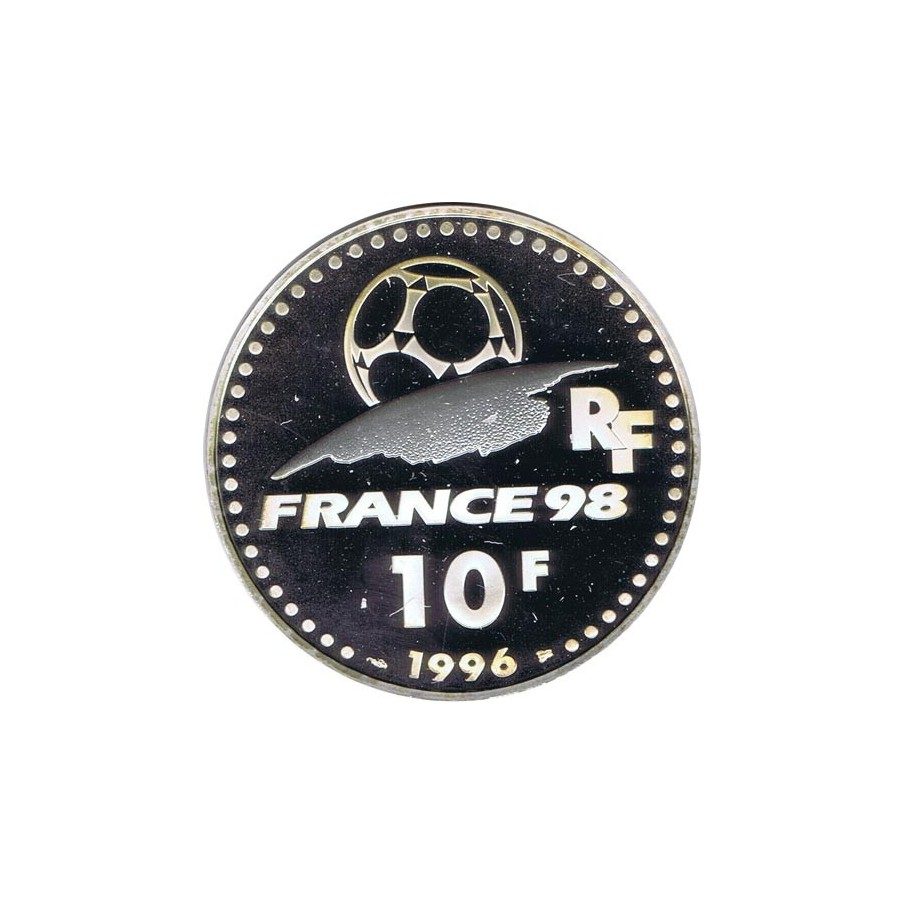 Moneda de plata 10 Francos Francia 1996. Mundial 98 Futbol ideal