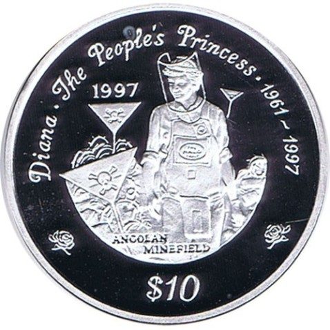 Moneda de plata 10 Dollars Liberia 1997 Princesa Diana.