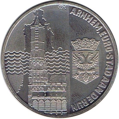 Moneda 2.5 ECU de Holanda 1991 Arnhem. Níquel.