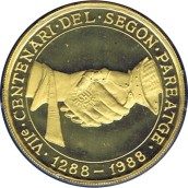 Moneda de plata 25 Diners Andorra 1988 Segon Pareatge.