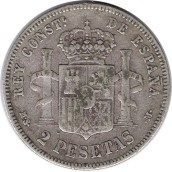 2 Pesetas Plata 1881 *81 Alfonso XII MS M.