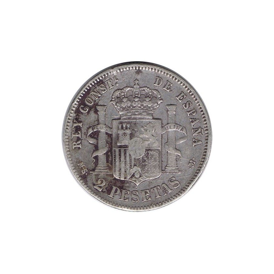 2 Pesetas Plata 1882 *82 Alfonso XII MS M.