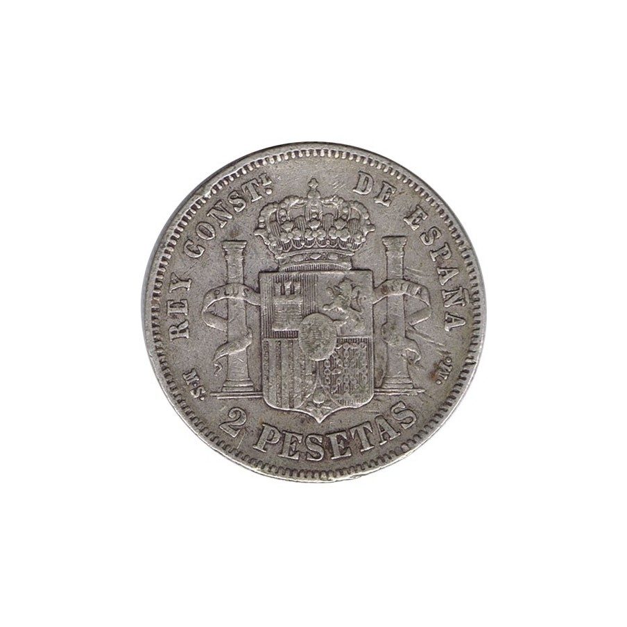 2 Pesetas Plata 1882 *82 Alfonso XII MS M.