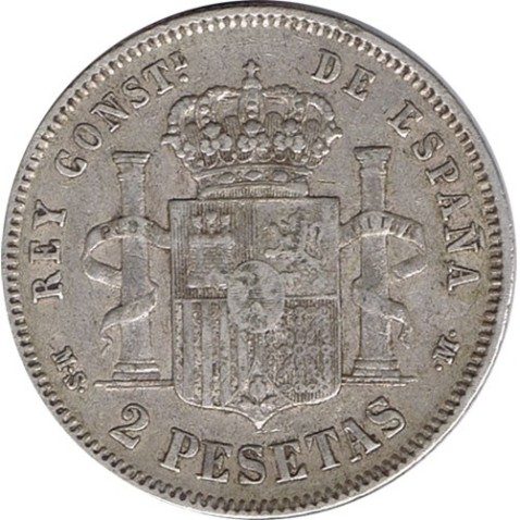 2 Pesetas Plata 1882 *82 Alfonso XII MS M.