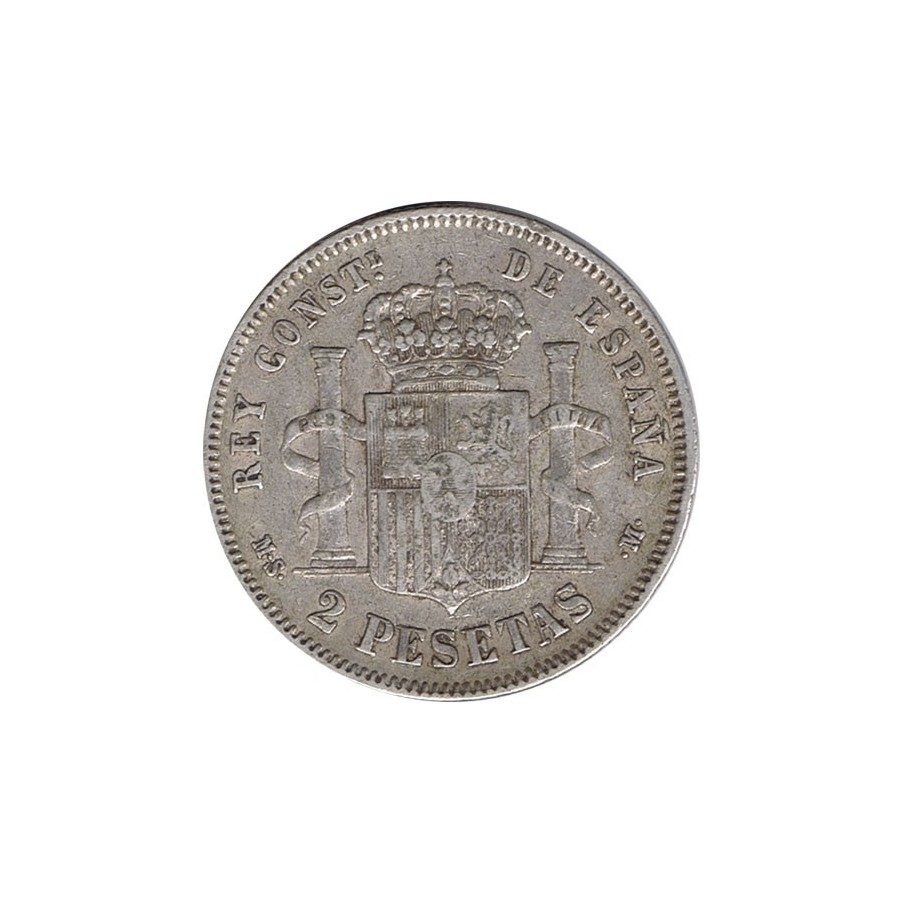 2 Pesetas Plata 1882 *82 Alfonso XII MS M.