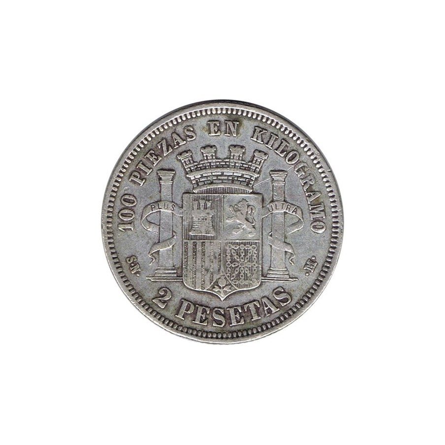 2 Pesetas Plata 1869 *69 Gobierno Provisional.