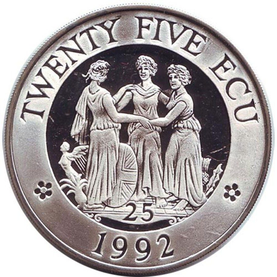Moneda de plata 25 Ecu Gran Bretaña 1992 Europa. Proof.