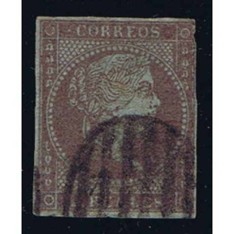 Sello de España nº042 Isabel II. 2 Reales Violeta. Matasellos