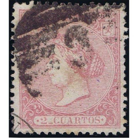 Sello de España nº080 Isabel II. 2 Cuartos Rosa. Matasellos