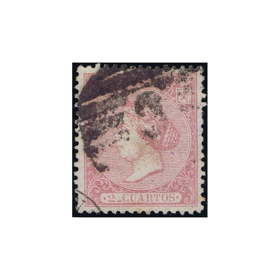 Sello de España nº080 Isabel II. 2 Cuartos Rosa. Matasellos