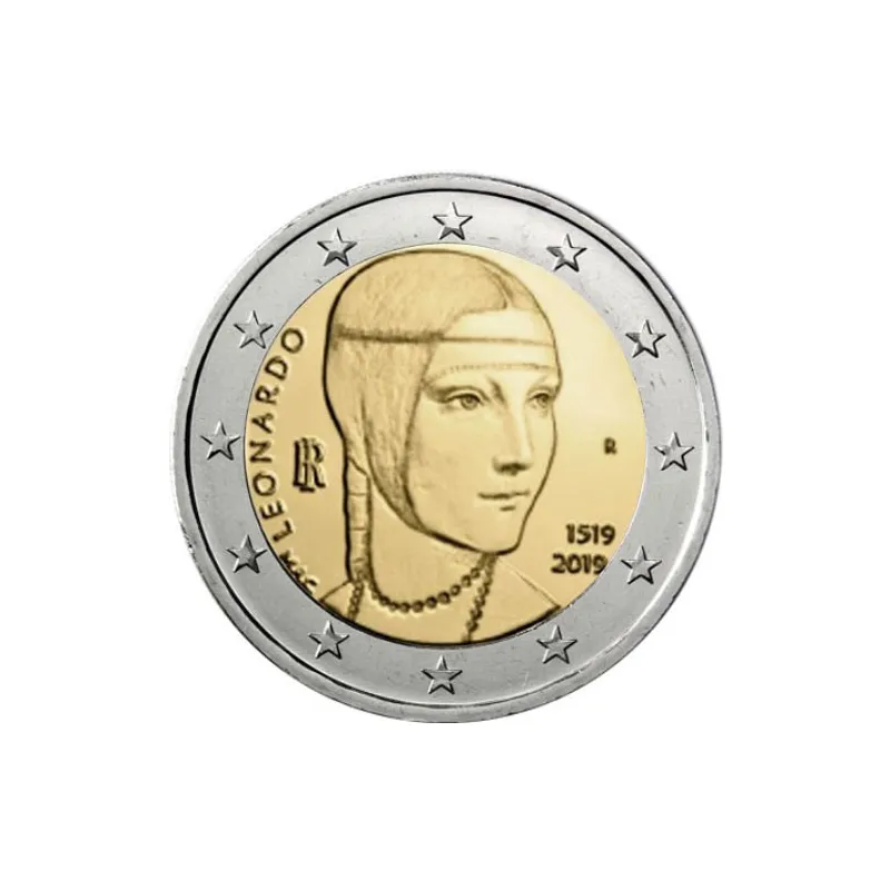moneda conmemorativa 2 euros Italia 2019 Da Vinci.